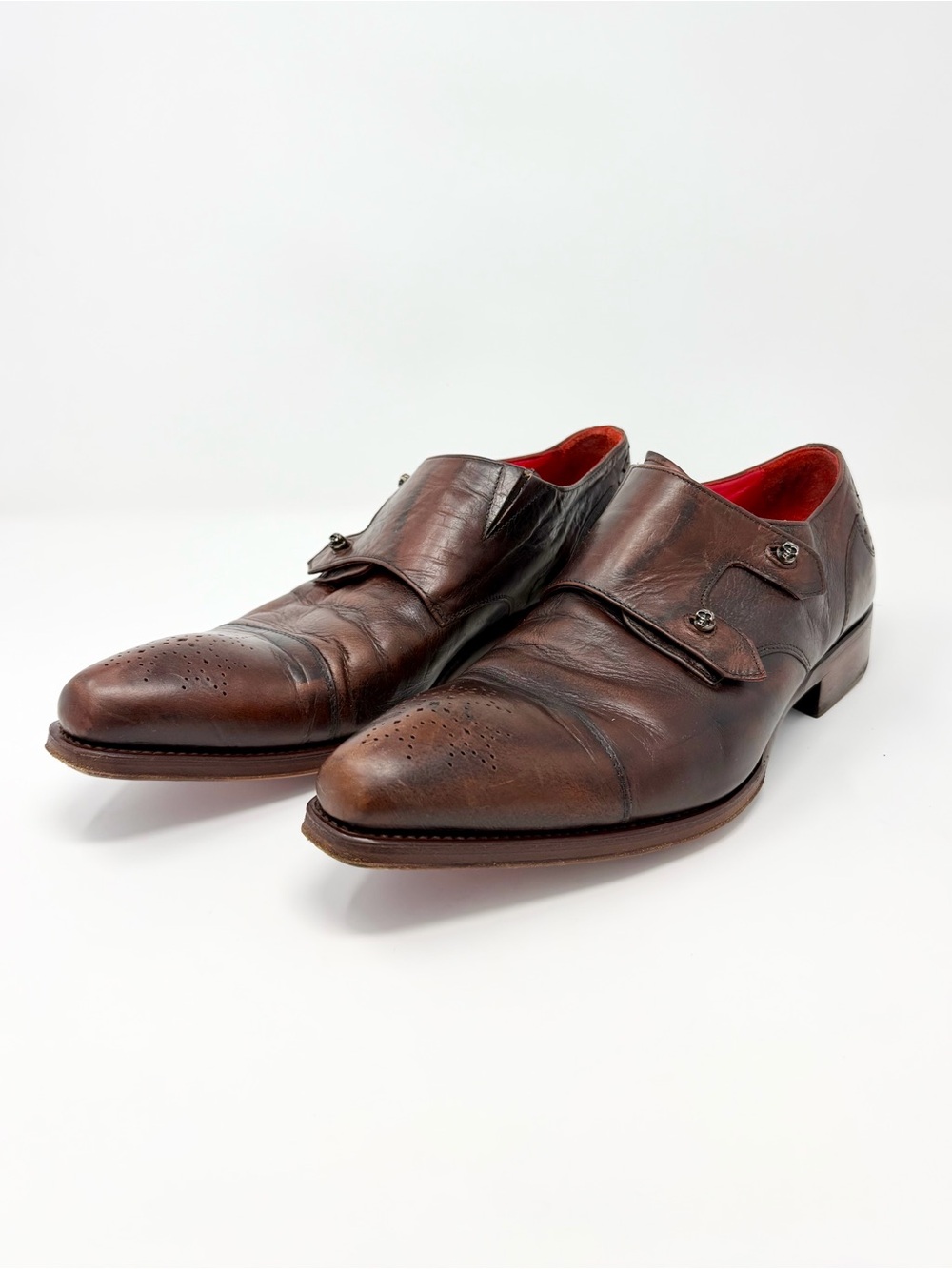 Jeffery West Villain Bela Lugosi Men’s 9.5 Skull Monk Strap Leather Shoes
